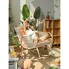 Mecedora de Ocio para Balcón para Uso en Casa, Sofá Perezoso para Apartamentos Pequeños, Silla para Siestas, Mecedora de Ratán de Moda, Sillón de Relax para Adultos