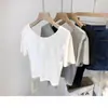 Camiseta Feminina de Manga Curta Slim Fit Estilo Coreano Nova Verão 2026 com Design Elegante nas Costas Cruzadas