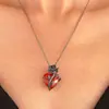 "Biu Boom" Collar de Flor de Rosa en Forma de Corazón Diseño Niche Gótico Oscuro Cadena para Clavícula Gargantilla con Colgante en Forma de Corazón