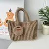 Bolsa de Mão, Bolsa de Axila, Bolsa Feminina de Fio de Algodão, Estilo Novo Casual Retrô, Bolsa de Ombro de Palha para Celular, Bolsa Trançada Artesanal Coreana
