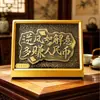 Enfeite de Ano Novo da Ovelha Preto e Dourado, Pintura em Placa de Cobre Vintage com Ouro, Decoração de Mesa de Luxo para Riqueza e Fortuna, Presente Atacado