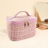 Bolsa de Maquillaje Estilo Nuevo 2024 Inspirada en Chanel, Alta Moda, Bolso de Mano de Gran Capacidad, Bolsa de Almacenamiento para Cosméticos con Diseño de Cuadros
