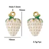 Pingente de Morango Branco Vermelho Óleo Sólido Tridimensional de Aço Inoxidável Acessórios DIY Pingente de Chaveiro de Bolsa