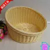 Cesta de pan de imitación ratán, cesta de aperitivos, cesta de frutas, cesta de imitación ratán, cesta de exhibición para supermercado, bandeja redonda inclinada de plástico para frutas, cesta de almacenamiento