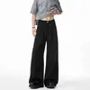 Pantalones Negros de Hombre de Corte Limpio a la Moda, Pantalones Casuales Sueltos de Pierna Ancha para Primavera y Otoño, Pantalones Versátiles para Traje Profesional