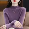 Transfronterizo [Directo del Fabricante] Nuevo Suéter Corto de Punto para Mujer de Color Sólido de Cuello Medio para Otoño/Invierno, Moderno y Holgado