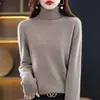 Suéter de lã de gola alta transfronteiriço feminino outono e inverno vestuário feminino moda peça íntima novo suéter de gola alta cor sólida camisa base de tricô