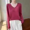 Suéter para mujer, capa base, top de punto de forro polar Andy, estilo nuevo, colección otoño/invierno transfronteriza, corte holgado, listo para usar, cuello en V, manga larga