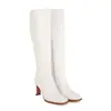 Tallas 34-48 Botas de Mujer con Tacón Grueso y Cremallera Lateral Otoño e Invierno Botas Altas de Mujer Zapatos de Mujer de Talla Grande Transfronterizos Tacón Súper Alto Charol