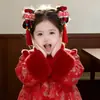 Grampo de Cabelo Vermelho de Ano Novo para Meninas, Presilha de Cabelo Infantil Fofa Estilo Antigo, Acessório de Cabeça Festivo de Ano Novo, Grampo de Cabelo com Atmosfera Alegre, Acessório de Cabelo