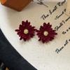 Pendientes de Flor de Margarita Roja Rosa Pitahaya Pendientes de Pétalos Estilo Extranjero Accesorios para Orejas Diseño de Nicho Pendientes Versátiles Nuevos
