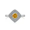 Joyería de Fábrica Juego de Tres Piezas de Plata de Ley S925 de Lujo con Microincrustaciones de Diamante de Alto Carbono Cuadrado, Pendientes, Collar y Anillo