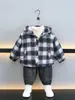1096 Ropa Infantil Otoño e Invierno Abrigo Acolchado de Lana Abrigo a Cuadros para Niños Engrosado 2026 Ropa Nueva para Bebé