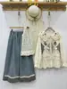 Camisa de Manga Larga Bordada Suelta de Encaje Estilo Mori Girl Primavera 2025 con Cuello de Muñeca Dulce Top que Reduce la Edad para Mujer