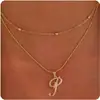 Collar de Cobre con 26 Letras Transfronterizo de Amazon para Mujer, Cadena para Clavícula con Colgante Personalizado en Capas de Alta Gama, Joyería Versátil y Elegante
