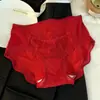 4153 # Estilo Francés Encaje de Puro Deseo Estampado de Leopardo Satén de Alta Gama Cintura Media Seda de Hielo Secado Rápido Antibacteriano Tallas Grandes Bragas