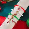 Venta Directa de Fábrica Pulsera de Navidad Dibujos Animados Rojo y Verde Color Contrastante Árbol de Navidad Muñeco de Nieve Copo de Nieve Colgante Pulsera Set de Regalo