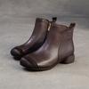 Jiezu 2025 Invierno Nuevo Primera Capa Piel Vacuna Forrado de Vellón Cálido Estilo Retro Zapatos de Algodón para Mujer Ropa de Trabajo Botines Cortos con Cremallera Lateral