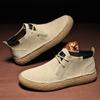 2025 Sapatos de Skate de Cano Médio em Couro Aveludado Botas Martins Zhongbang Sapatos Casuais de Couro Vintage Masculinos Sapatos da Moda com Solado Grosso