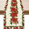 Nuevo camino de mesa navideño transfronterizo, directo del fabricante, mantel con estampado de muñeco de nieve invernal y árbol de Navidad para decoración de restaurante