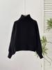 Suéter de cuello alto para otoño e invierno, de manga larga, talla grande, tejido para mujer, exportación transfronteriza europea y americana, hilo retorcido, tejido de color puro para mujer