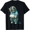 Camisetas de Algodón con Gráficos de Gato Gordo Divertido Lindo para Hombres Mujeres Cuello Redondo