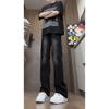 Jeans Negros Rotos para Hombre Verano Delgados Estilo Americano Vibe High Street Pantalones Rectos Pantalones Largos