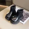 Botas femininas, Botas Martin, Novo estilo outono 2026, infantis pretas, forradas com fleece, espessadas, sapatos de algodão grandes, botas curtas, botas de neve quentes