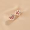 Brincos de Amor com Argola de Prata S925 e Diamante Rosa para Mulher, Temperamento Elegante, Toque de Luxo, Pequenos e Delicados, Lindos, Frescos, Brincos Brincos Brincos