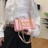 Bolsa Feminina da Moda 2025 Nova Nicho Estilo Western Texturizada Corrente Bordado Xadrez Bolsa Pequena Quadrada de Ombro Único Transversal