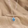 Colar de Gota de Água Azul Oceano em Prata Pura S925 Art Source, Corrente de Clavícula Versátil da Moda Personalizada para Mulheres