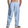 Amazon Transfronterizo Otoño Nuevo Estilo Americano Holgados Lino Casual Modernos Plisados Simples Transpirables Pantalones Rectos Tk