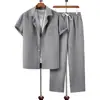 2026 Conjunto de Camisa de Manga Curta e Calça Masculina Temu Transfronteiriço Simples Estampado 3D Moda Casual Verão e Outono