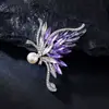 Broche de Mariposa de Cristal con Gradiente de Alta Gama, Lujoso Elegante, Accesorios de Ropa con Perlas Incrustadas de Diamantes, Pin para Prevenir la Exposición