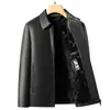 Jaqueta de Couro Masculina com Gola Lapela, Novo Estilo Outono e Inverno 2026, Jaqueta com Zíper, Casaco Business Casual, Tamanho Grande