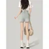 Shorts de Mezclilla de Cintura Alta Estilo Americano para Mujer, Nuevo Estilo Verano 2026, Petite, Adelgazantes, Que Alargan la Figura, de Pierna Ancha Suelta en Línea A, Hot Pants