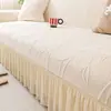 Capa de Sofá Jacquard Estilo Creme 2026, Capa Elástica de Cobertura Total com Saia Integrada, Antiderrapante e Resistente a Arranhões de Gato