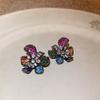 Agulha de prata Vintage Black Diamond Flower Love Letter Pearl Brincos Brincos elegantes franceses Brincos de moda de celebridades da Internet