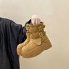 Botas Curtas Slimming de Solado Grosso Estilo Retrô com Uma Tira Combinadas com Casaco, Botas de Combate, Novas Botas de Camurça para Mulheres Outono e Inverno 2026