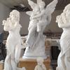 Escultura de Piedra de Mármol Estilo Europeo de un Pequeño Ángel, Figura Occidental de Mármol Blanco Arte Decorativo Talla Ornamento Fabricante