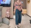 24953 grande amor beleza de acordo com borda 2024 outono nova moda padrão de elefante bebê casaco de manga comprida jeans de cintura alta feminino