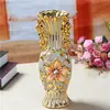 Er Lifan Adornos de Cerámica Dorada Estilo Europeo para Sala de Estar Arreglos Florales Decoración con Flores Secas Gabinete de Vino Artesanías Regalos de Boda