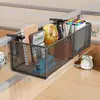 Estante de Almacenamiento para Escritorio de Oficina Estación de Trabajo Organizador Ajustable Perchero Colgante para Encimera Caja de Almacenamiento con Cesta Colgante