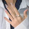 Anillo de Articulación Estrella de Circonita Amanecer de Primavera para Mujer con Perla Retorcida y Diseño en Forma de Arroz, Ajustable
