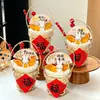 Festival de Mediados de Otoño 2026 Cesta de Bambú Portátil Decoración para Cupcakes Taza Bobo Decoración de Pastel de Luna Miffy Conejo Adorno Pegatina Decorativa con Carácter Fu