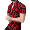Camisa nueva para hombre de estilo transfronterizo, fresca, a rayas, impresión digital 3D, cárdigan casual hawaiano de manga corta