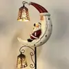 Luz de jardín para exteriores con energía solar de arte de hierro, luna, muñeco de nieve, LED, colgante, lámpara de muñeco de nieve de metal, producto nuevo transfronterizo