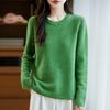 Ropa de punto para mujer 100% lana pura, nueva para Otoño e Invierno 25, de punto grueso de siete agujas con cuello redondo y detalles de encaje, camiseta interior