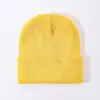 Gorro de tricô vintage de cor sólida com topo reto para outono e inverno para homens e mulheres, chapéu simples de lã liso, gorro quente de tricô para estudantes