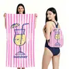 Toalla de playa plegable de gran tamaño 80X160, toalla de baño estampada, toalla de playa integrada, bolsa integrada, portátil